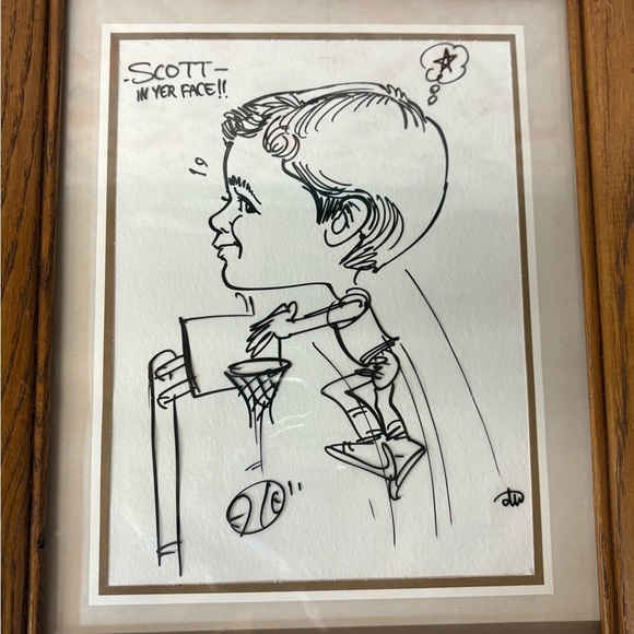 Vintage Framed Basketball Sketch - Picture 2 of 5